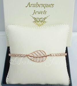 yzuXbg@ANZT?@AxXN[YS[hX^[OVo[NX^[tejXuXbgarabesques jewels rose goldsterling silvercrystal leafleaves tennis bracelet