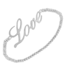 【送料無料】ブレスレット　アクセサリ—　スターリングシルバービーズストレッチコードブレスレットsterling silver beaded womens girls love heart charm stretch cord bracelet