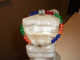 【送料無料】ブレスレット　アクセサリ—　チベットシルバービーズブレスレットwomen 8 8 mm rainbow jade tibetan silver beaded bracelet
