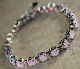 【送料無料】ブレスレット　アクセサリ—　ピンクファイアーオパールブレスレットsilver elegant pink fire opal round bracelet woman gift