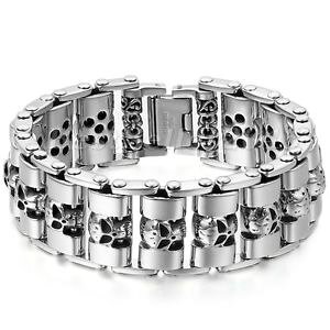 �y���������z�u���X���b�g�@�A�N�Z�T��?�@�o�C�J�[�O�����f�����Nuomo gotico biker grande braccialetto cranio teschi acciaio inossidabile link