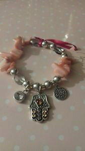 �y���������z�u���X���b�g�@�A�N�Z�T��?�@bibi�s���N�V�F��hamsa�u���X���b�gbibi bijoux pink shell crystal hamsa charm bracelet