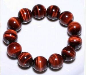 �y���������z�u���X���b�g�@�A�N�Z�T��?�@���b�h�^�C�K�[�A�C���E���h�r�[�Y�u���X���b�g18mm natural red tigers eye stone round beads stretchy bracelet