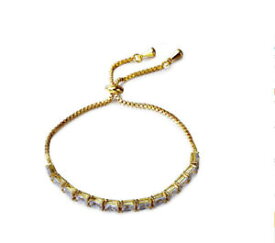 【送料無料】ブレスレット　アクセサリ—　キラキリアホワイトジルコンテニスアジャスタブルブレスレットsparkling clear white zircon tennis adjustable bracelet gold plated women gift
