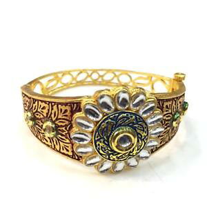 �y���������z�u���X���b�g�@�A�N�Z�T��?�@�n���h���C�h�u���X���b�gkundan high quality handmade meenakari bracelet vv86638