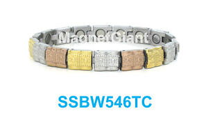 �y���������z�u���X���b�g�@�A�N�Z�T��?�@�S�[���h�V���o�[�X�e�����X�����Nssbw546tcgold silver and copper women magnetic stainless steel link bracelet ssbw546tc