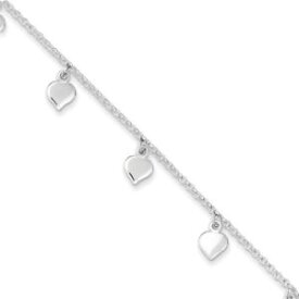 【送料無料】ブレスレット　アクセサリ—　スターリングシルバーケーブルチェーンブレスレット925 sterling silver cable chain smooth heart charm ankle bracelet