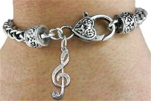 �y���������z�u���X���b�g�@�A�N�Z�T��?�@�n�[�g�N���X�v�u���X���b�g����crystal treble clef amp; heart clasp bracelet music note jewelry gift