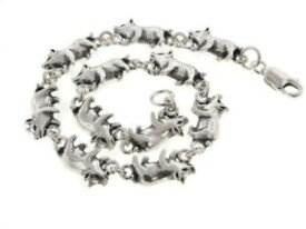【送料無料】ブレスレット　アクセサリ—　ブタスターリングシルバーリンクブレスレットdetailed little pigs sterling silver pig link 7 bracelet