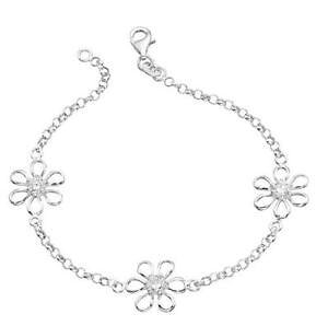 �y���������z�u���X���b�g�@�A�N�Z�T��?�@�X�^�[�����O�V���o�[�u���X���b�gsterling silver flower bracelet set with white stones