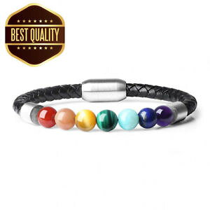 yzuXbg@ANZT?@NXv`NuXbgcoai 7 chakra stone genuine leather bracelets with magnetic clasp
