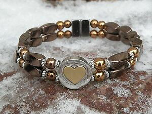 �y���������z�u���X���b�g�@�A�N�Z�T��?�@�w�}�^�C�g�u���X���b�g�X���C�_mens womens copper magnetic hematite bracelet anklet 2 row love nest slider