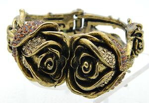 yzuXbg@ANZT?@J[OftBI[Tcolor oro grande vistosa e spessa topazio strass fiore rosa bracciale rigido