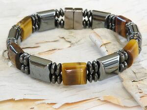 �y���������z�u���X���b�g�@�A�N�Z�T��?�@�����Y�_�u���u���X���b�gtiger eye stones mens double magnetic circulation bracelet anklet womens 2 row