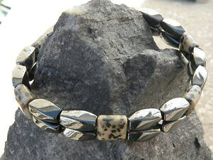 �y���������z�u���X���b�g�@�A�N�Z�T��?�@�_�u���u���X���b�g�W���X�p�[mens womens double magnetic bracelet dalmation jasper magnetic hematite stone