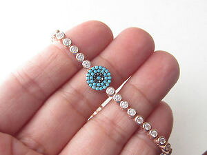 yzuXbg@ANZT?@^[RCYgRgp[Y[YX^[OVo[ejXuXbgturquoise topaz rose 925 sterling silver evil eye adjustable tennis bracelet