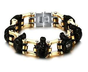 yzuXbg@ANZT?@YS[hI[goC`F[XeXX`[oCJ[XJuXbgmens heavyweight gold motorcycle chain stainless steel biker skull bracelet 9