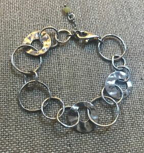 yzuXbg@ANZT?@X^[OVo[T[Ny[p[`F[uXbgsilpada sterling silver hammered circle paper chain bracelet b1217 euc
