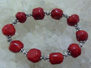 �y���������z�u���X���b�g�@�A�N�Z�T��?�@1416mm�A�J�T���Sr91453�}�E���gred coral bracelet real 1416 mm mounted on 3 year warranty elastic r9145