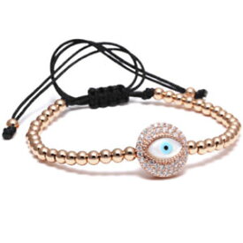 【送料無料】ブレスレット　アクセサリ—　24ctエジプトブレスレット24ct rose gold plated evil eye egyptian beads bracelet