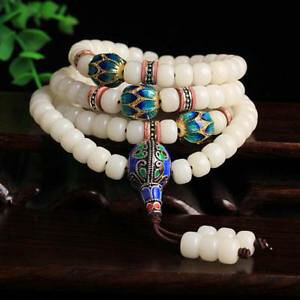 �y���������z�u���X���b�g�@�A�N�Z�T��?�@�`�x�b�g�u���X���b�gtibetan white jade 108 buddhist rosary bracelets