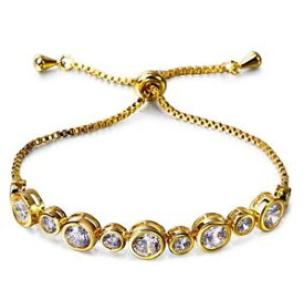 【送料無料】ブレスレット　アクセサリ—　ジルコンテニスブレスレットゴールド sparkle clear white zircon tennis adjustable bracelet gold plated women gift