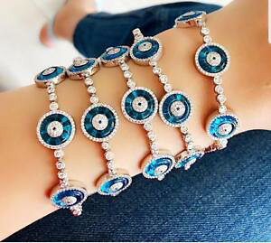 �y���������z�u���X���b�g�@�A�N�Z�T��?�@�W���R�����E���h�u���X���b�g�X�^�[�����O�V���o�[zircon waterway three rounds evil eye bracelet 925 sterling silver