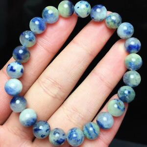 yzuXbg@ANZT?@75mmfeB[NI[cuXbg75mm natural beautiful blue dumortierite quartz stretch crystal beads bracelet
