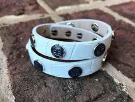 【送料無料】ブレスレット　アクセサリ—　ロゴダブルクリック rustic cuff white w blue logo charms double wrap meagen rc