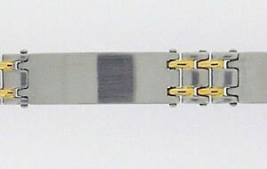 yzuXbg@ANZT?@3 C^[Nb30gXeXpluXbg3 panel bracelet in stainless steel with gold plated interlinks b30g