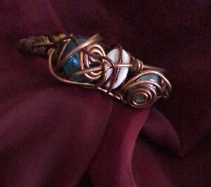 �y���������z�u���X���b�g�@�A�N�Z�T��?�@�J�t�u���X���b�g listingmens cuff bracelet copper wire wrapped