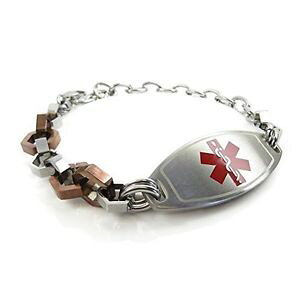 �y���������z�u���X���b�g�@�A�N�Z�T��?�@�J�X�^���u���X���b�g�X�e�����X�X�`�[�������N�{���gmyiddr custom engraved medical bracelet 316l stainless steel olink and bolts