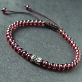 【送料無料】ブレスレット　アクセサリ—　メンズブレスレットガーネットスターリングシルバービーズmens women braided bracelet high quality garnet sterling silver bead diyk 889