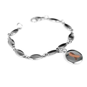 �y���������z�u���X���b�g�@�A�N�Z�T��?�@�J�X�^���u���X���b�g�X�`�[��myiddr custom engraved brown colon cancer awareness bracelet 316l steel