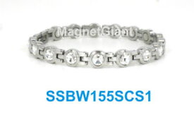 【送料無料】ブレスレット　アクセサリ—　シルバーテニスステンレスリンクsilver clear crystals women tennis magnetic stainless steel link bracelet