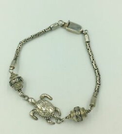 【送料無料】ブレスレット　アクセサリ—　ビンテージスイミングウミガメリンクブレスレットインチvintage swimming sea turtle link bracelet 8 inch sterling silver signed