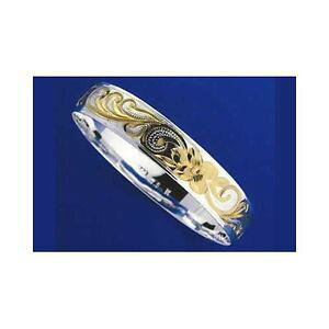 yzuXbg@ANZT?@A[WFguXbgvAgargent 925 hawaen bracelet plumeria volutes bord lisse 8mm 2 tons