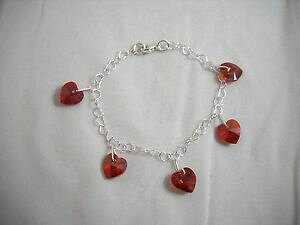 yzuXbg@ANZT?@XtXL[Ggn[g`[X^[On[g`F[uXbgswarovski elements 5 heart charm amp; sterling heart chain bracelet 675 nwot