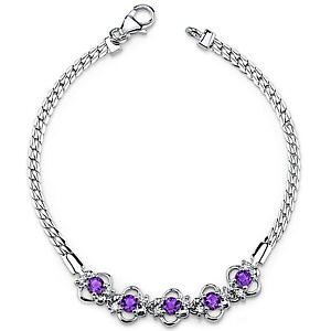 �y���������z�u���X���b�g�@�A�N�Z�T��?�@125 �A���W�X�g�X�^�[�����O�u���X���b�gct125 ct round purple amethyst sterling silver bracelet