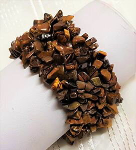 �y���������z�u���X���b�g�@�A�N�Z�T��?�@76g150u���B���e�[�W�J�t�Xbijou vintage cuff bracelet tiger eye stretch elastic 76 g150u