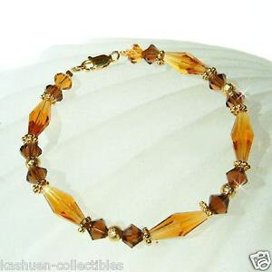 yzuXbg@ANZT?@XtXL[NX^gp[YuEkS[h{[uXbgnhChhandmade with swarovski crystal ~ topaz brown 22k gold vermeil ball ~ bracelet