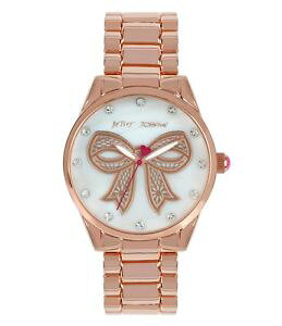 �y���������z�u���X���b�g�@�A�N�Z�T��?�@�W�����\���A�i���Onwt betsey johnson analog watch womens motherofpearl amp; crystal bow