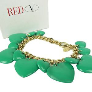 �y���������z�u���X���b�g�@�A�N�Z�T��?�@�j���[listingauth red���@�����`�mlogo�`�F�[���u���X���b�gw1224 listingauth red valentino logos heart bijou chain bracelet wbox 1224