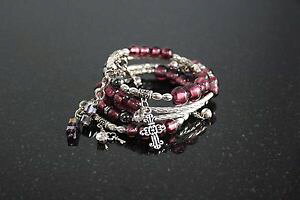 �y���������z�u���X���b�g�@�A�N�Z�T��?�@���C���[�u���X���b�gmemory wire bracelet purple passion