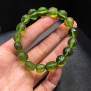 �y���������z�u���X���b�g�@�A�N�Z�T��?�@�K���X�r�[�Y�u���X���b�g9mm green gem moldavite meteorite impact glass bead bracelet