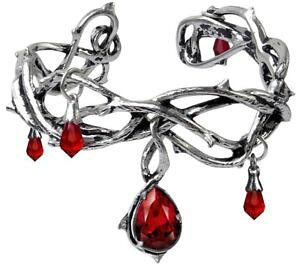 �y���������z�u���X���b�g�@�A�N�Z�T��?�@�s���[�^�[�S�V�b�N�u���X���b�gpassion thorny pewter red crystal blood droplets alchemy gothic bracelet a80