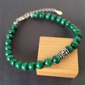 【送料無料】ブレスレット　アクセサリ—　ヨガブレスレットマラカイトリンククラスプyoga meditation bracelet malachite sterling silver fleur de lis link clasp