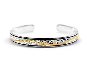 yzuXbg@ANZT?@X^[OVo[nCAvAS[hJt925 sterling silver hawaiian 8mm bracelete plumeria gold engraved cuff doublelin