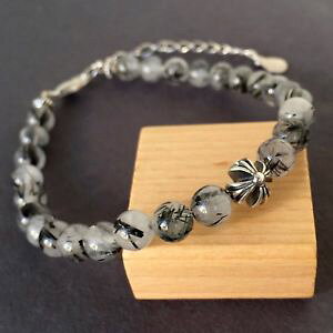 yzuXbg@ANZT?@`uXbgX^[OVo[NXr[YNXvrutilated quartz meditation bracelet sterling silver cross bead clasp
