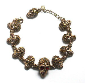 �y���������z�u���X���b�g�@�A�N�Z�T��?�@�o�g���[�E�B���\���S�[���h�N���X�^���G�i�����X�J���u���X���b�gbutler and wilson gold crystal amp; enamel 10 skull bracelet